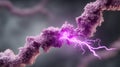 Microscopic View of a Complex Structure With Electric Bursts Demonstrating Dynamic Energy Flow and Molecular Interaction Royalty Free Stock Photo