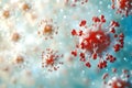 Microscopic view of coronavirus particles floating in a digital environment Royalty Free Stock Photo