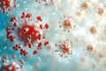 Microscopic view of coronavirus particles floating in a digital environment Royalty Free Stock Photo