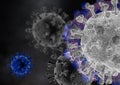 Microscopic view of Coronavirus, a pathogen that attacks the respiratory tract. Analysis and test, experimentation. Sars Royalty Free Stock Photo