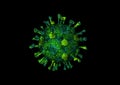 Microscopic view of Coronavirus, a pathogen that attacks the respiratory tract. Analysis and test, experimentation. Sars Royalty Free Stock Photo