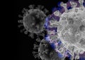 Microscopic view of Coronavirus, a pathogen that attacks the respiratory tract. Analysis and test, experimentation. Sars Royalty Free Stock Photo