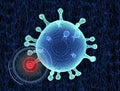 Microscopic view of Coronavirus, a pathogen that attacks the respiratory tract. Covid-19. Analysis and test, experimentation