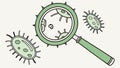 Microscopic View of Germs with Magnifying Tool, vector design Generative AI Royalty Free Stock Photo