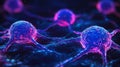 Microscopic View Of Illuminated Neural Cells Connecting