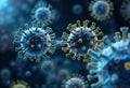 Microscopic View of Infectious Virus Cells Floating Royalty Free Stock Photo