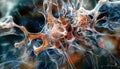 Microscopic view of neural cells in vibrant colors and intricate patterns Royalty Free Stock Photo