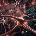 Microscopic view of neurons. Brain connections. Synapses. Communication and cerebral stimulus Royalty Free Stock Photo