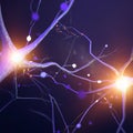 Microscopic view of neurons. Brain connections. Synapses. Communication and cerebral stimulus Royalty Free Stock Photo