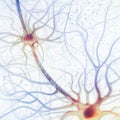 Microscopic view of neurons. Brain connections. Synapses. Communication and cerebral stimulus Royalty Free Stock Photo