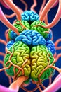 Microscopic view of neurons and synapses in the brain - concept