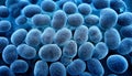 Microscopic view of numerous blue cells, possibly bacteria or microorganisms, vibrant Royalty Free Stock Photo