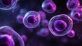 Abstract Microscopic View Of Vibrant Purple Cells With Detailed Nucleus And Outer Membrane Glowing Under Dramatic Lighting Royalty Free Stock Photo