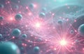 Microscopic view of pastel neural network connections with glowing nodes, spherical cells. Abstract cellular structure with Royalty Free Stock Photo