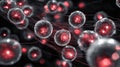 Microscopic view of red biological cells in motion for scientific research design Royalty Free Stock Photo