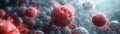 Microscopic view of red blood cells or bacterium in a vibrant 3D environment, showing intricate cell structures and dynamic