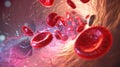 Microscopic view of red blood cells and platelets, AI Generated. Royalty Free Stock Photo