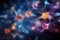 Neuronal connections, microscopic view. Generative AI