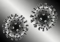 Microscopic view of two coronavirus particles in grayscale Royalty Free Stock Photo