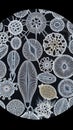Microscopic view of various diatoms Royalty Free Stock Photo