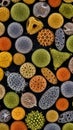 Microscopic view of various pollen grains Royalty Free Stock Photo