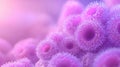 Microscopic view of vibrant purple cells with intricate textures resembling nanotechnology under soft, diffused light. Royalty Free Stock Photo