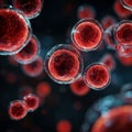 Microscopic View of Vibrant Red Blood Cells Floating in Dark Space, Showcasing Their Unique Structure and Movement Royalty Free Stock Photo