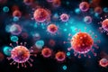 Microscopic view of virus, pathogen under microscope for science research and medical studies Royalty Free Stock Photo