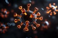 A microscopic view of a virus with spiky proteins. The virus is in focus and the background is blurred Royalty Free Stock Photo