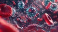 The virus among blood cells.AI generated image Royalty Free Stock Photo