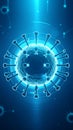 Microscopic Virus Cell Structure Visualization on Abstract Blue Gradient Backdrop Royalty Free Stock Photo