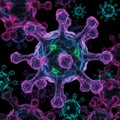 Microscopic Virus Cells 3D Rendering Neon Colors Royalty Free Stock Photo
