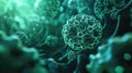 Microscopic virus cells multiplying in green fluid Royalty Free Stock Photo
