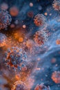 Microscopic Viruses: 3D Visualization of Coronavirus or Infectious Particles Royalty Free Stock Photo