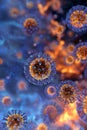 Microscopic Viruses: 3D Visualization of Coronavirus or Infectious Particles Royalty Free Stock Photo