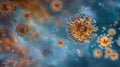 Microscopic Viruses: 3D Visualization of Coronavirus or Infectious Particles Royalty Free Stock Photo