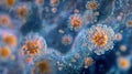 Microscopic Viruses: 3D Visualization of Coronavirus or Infectious Particles Royalty Free Stock Photo