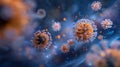 Microscopic Viruses: 3D Visualization of Coronavirus or Infectious Particles Royalty Free Stock Photo