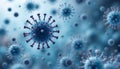 Microscopic Viruses Floating in a Blue Toned Liquid Like Environment