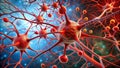 Microscopic visualization of a complex neural network structure featuring intricate dendritic arborization and synaptic