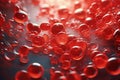 In microscopic world, countless vibrant erythrocytes, red blood cells, traverse circulatory system, tirelessly carrying