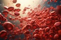 In microscopic world, countless vibrant erythrocytes, red blood cells, traverse circulatory system, tirelessly carrying Royalty Free Stock Photo