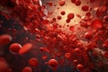 In microscopic world, countless vibrant erythrocytes, red blood cells, traverse circulatory system, tirelessly carrying Royalty Free Stock Photo