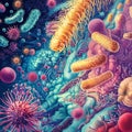 Microscopic World Vibrant Illustration of Bacteria Viruses and Cells Royalty Free Stock Photo