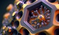 Microscopik view of a nanorobot. Futuristic concept of nanoid robotics. Nanotechnology close-up. Generative ai