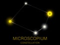 Microscopium constellation. Bright yellow stars in the night sky. A cluster of stars in deep space, the universe. Vector Royalty Free Stock Photo