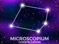 Microscopium constellation. Starry night sky. Cluster of stars and galaxies. Deep space. Vector Royalty Free Stock Photo