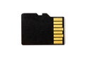 Microsd memory card, close-up macro view, isolated on white background with clipping path Royalty Free Stock Photo