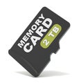 MicroSD memory card, front view 2 TB. 3D Royalty Free Stock Photo