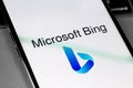 Microsoft Bing logo on screen smartphone